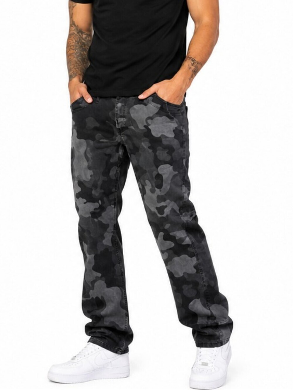 Jordan Craig black grey gray slim fit streetwear camo pants Camouflage 38 x 32